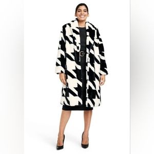 NWOT Sergio Hudson x Target Houndstooth Faux Fur Coat S